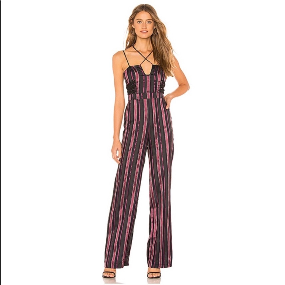 House of Harlow purple Striped Jumpsuit Size Large